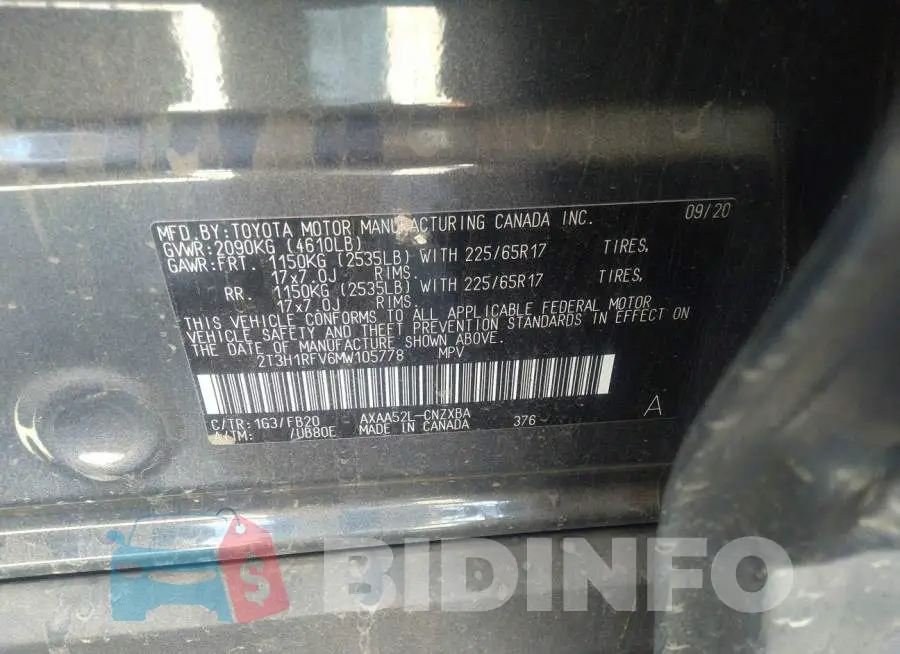 2T3H1RFV6MW105778 Photo# 9