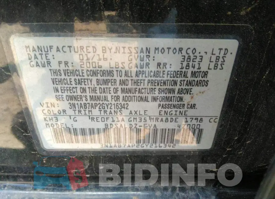 3N1AB7AP2GY216342 Photo# 9
