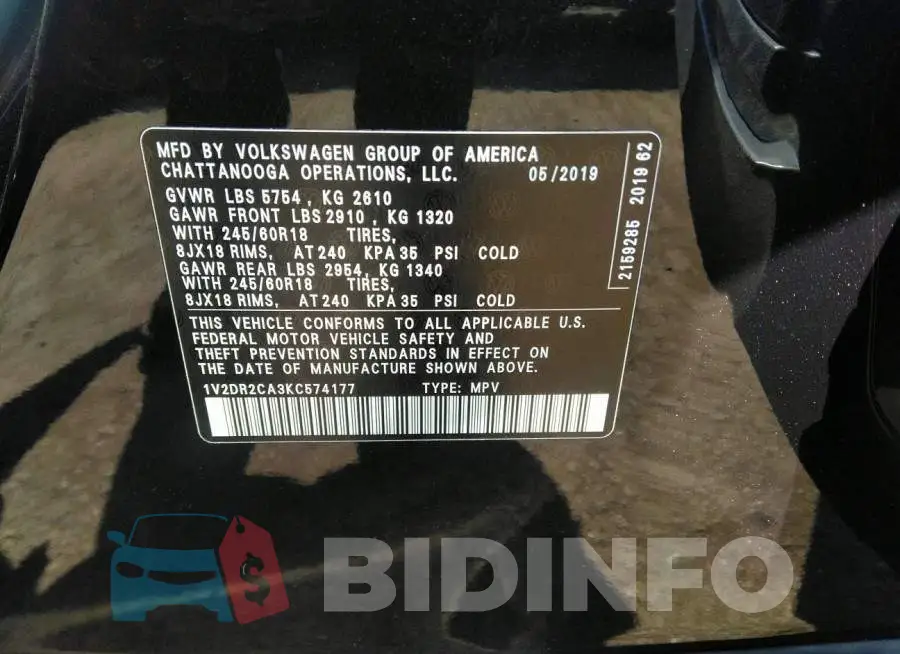 1V2DR2CA3KC574177 Photo# 9