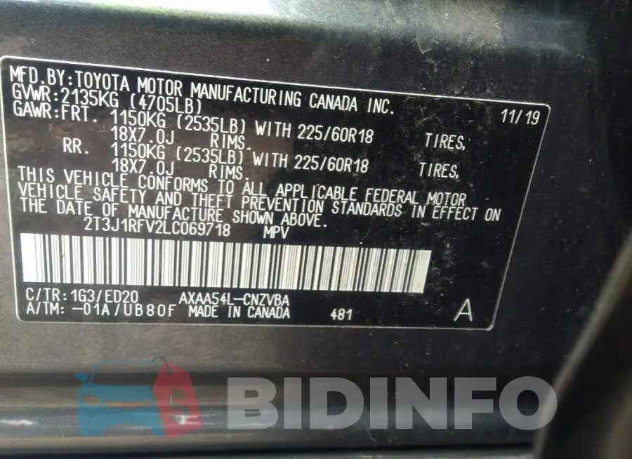 2T3J1RFV2LC069718 Photo# 9