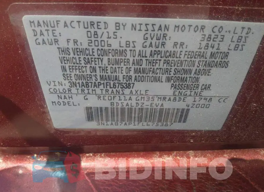 3N1AB7AP1FL675387 Photo# 9