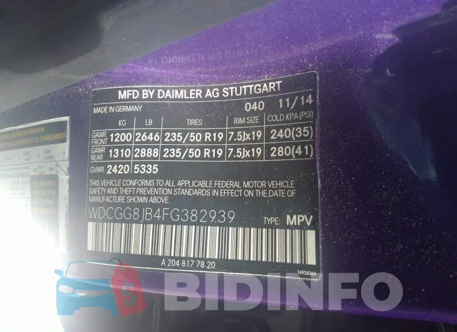 WDCGG8JB4FG382939 Photo# 9