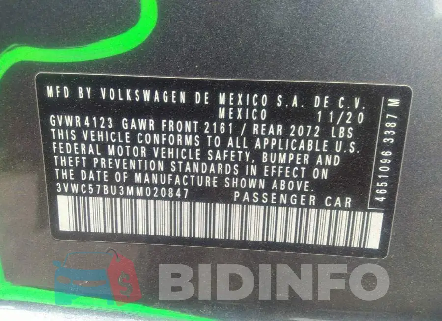 3VWC57BU3MM020847 Photo# 9