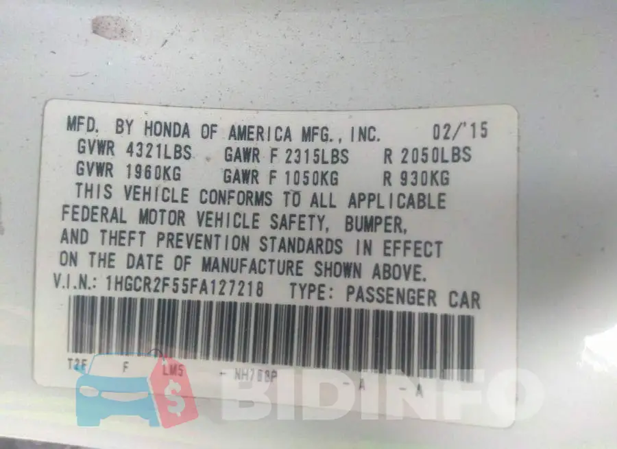 1HGCR2F55FA127218 Photo# 9