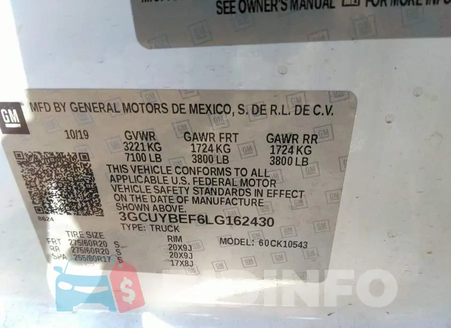 3GCUYBEF6LG162430 Photo# 9