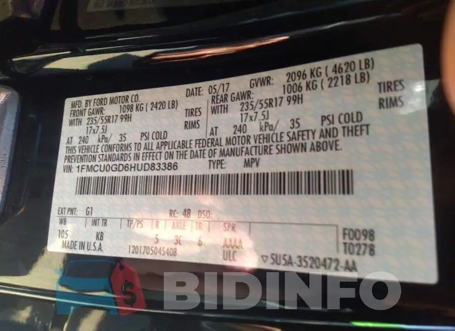 1FMCU0GD6HUD83386 Photo# 9