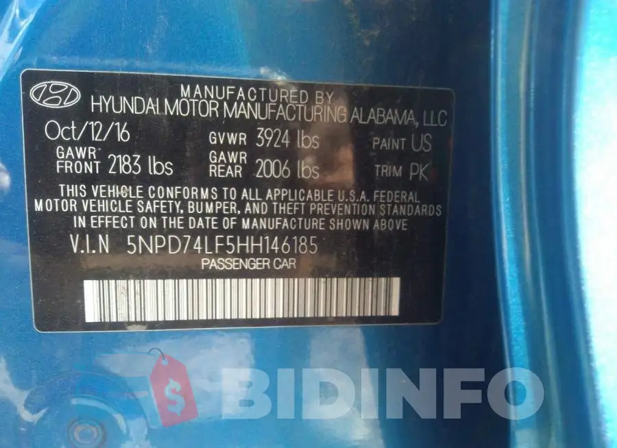 5NPD74LF5HH146185 Photo# 9