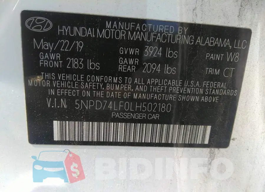 5NPD74LF0LH502180 Photo# 9
