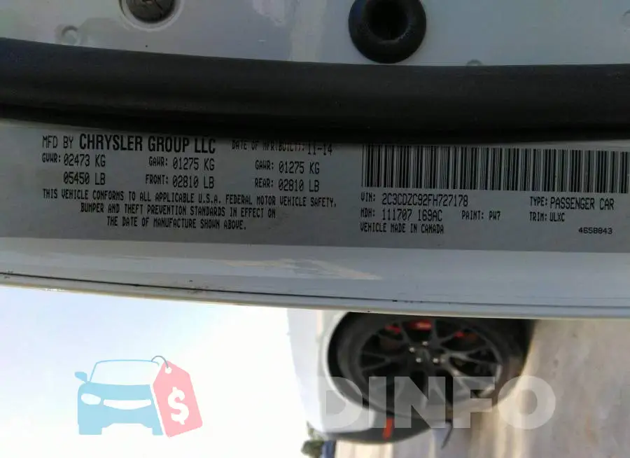 2C3CDZC92FH727178 Photo# 9