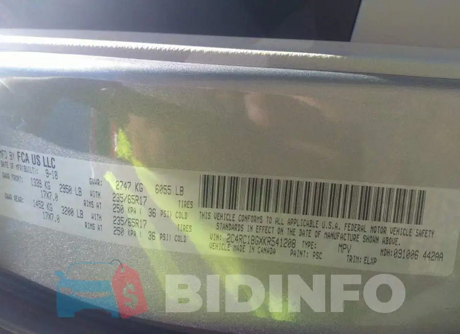 2C4RC1BGXKR541208 Photo# 9