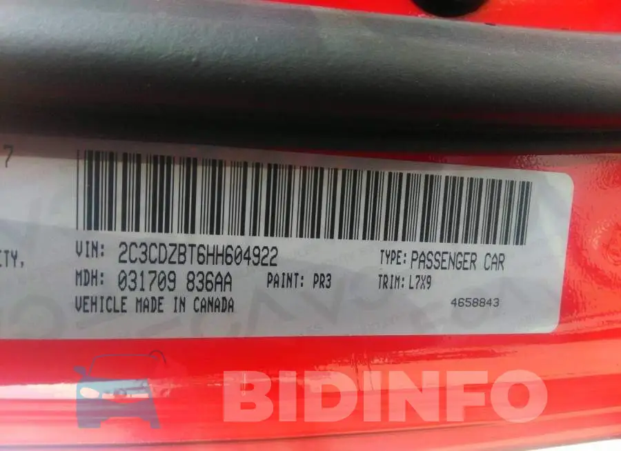2C3CDZBT6HH604922 Photo# 9