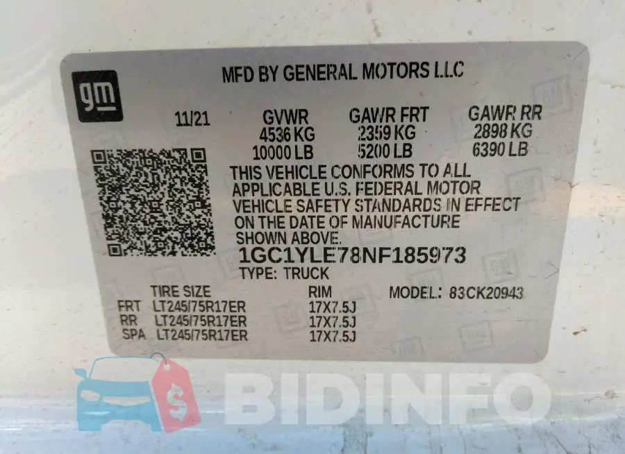 1GC1YLE78NF185973 Photo# 9