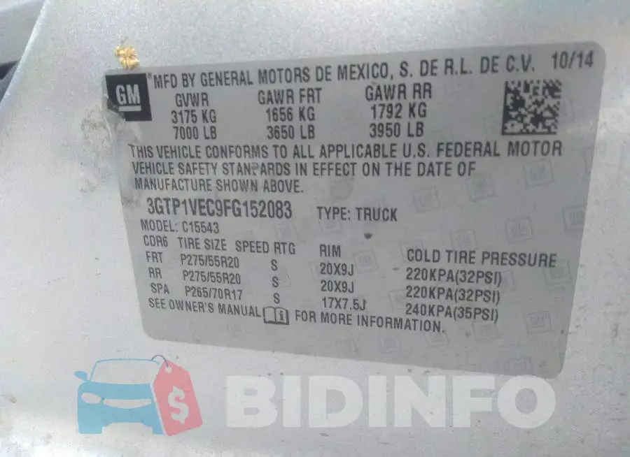 3GTP1VEC9FG152083 Photo# 9