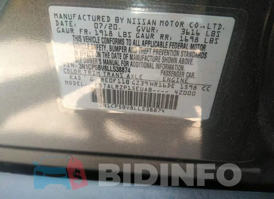 3N1CP5BV8LL538874 Photo# 9