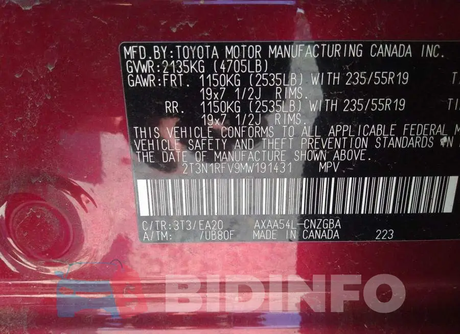 2T3N1RFV9MW191431 Photo# 9