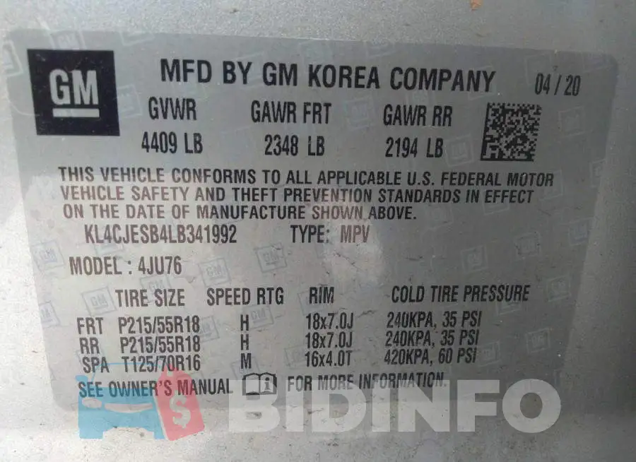 KL4CJESB4LB341992 Photo# 9