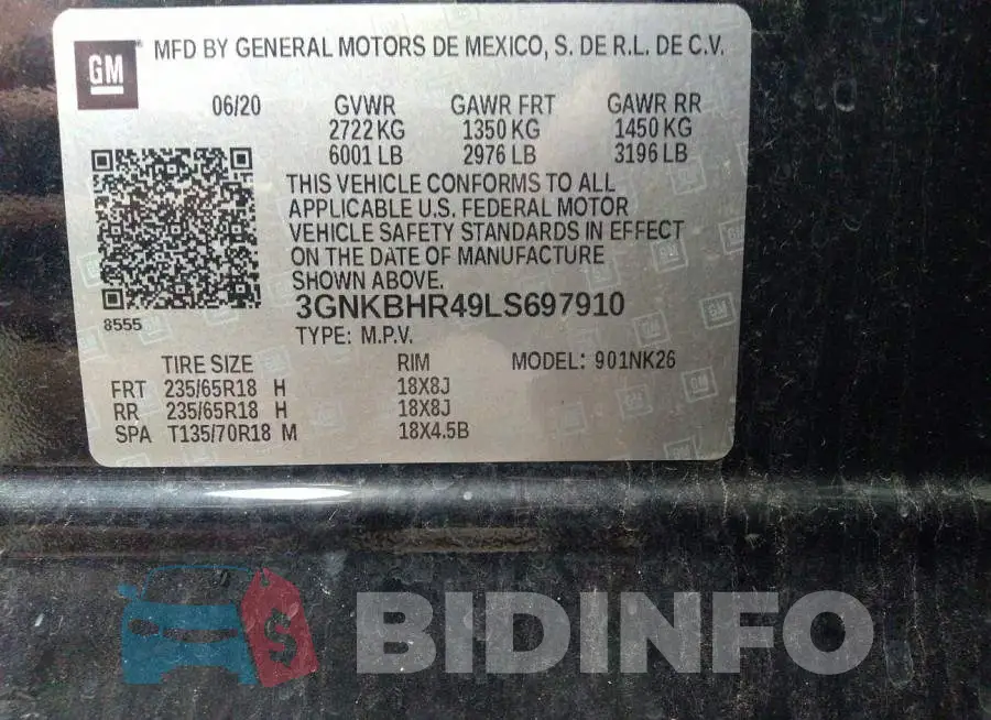 3GNKBHR49LS697910 Photo# 9