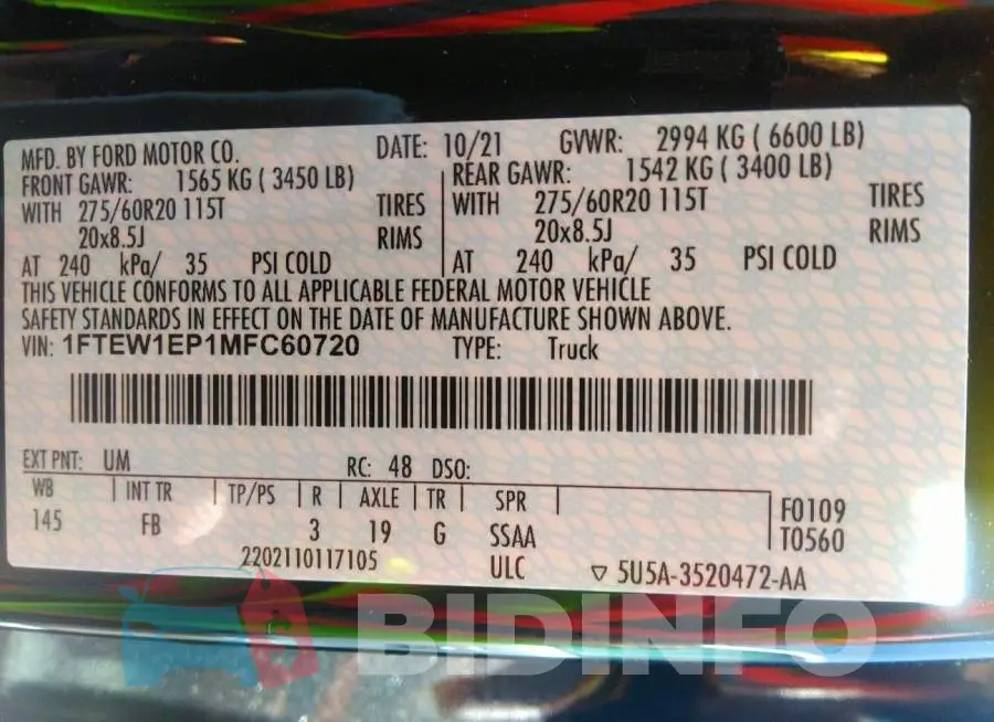 1FTEW1EP1MFC60720 Photo# 9