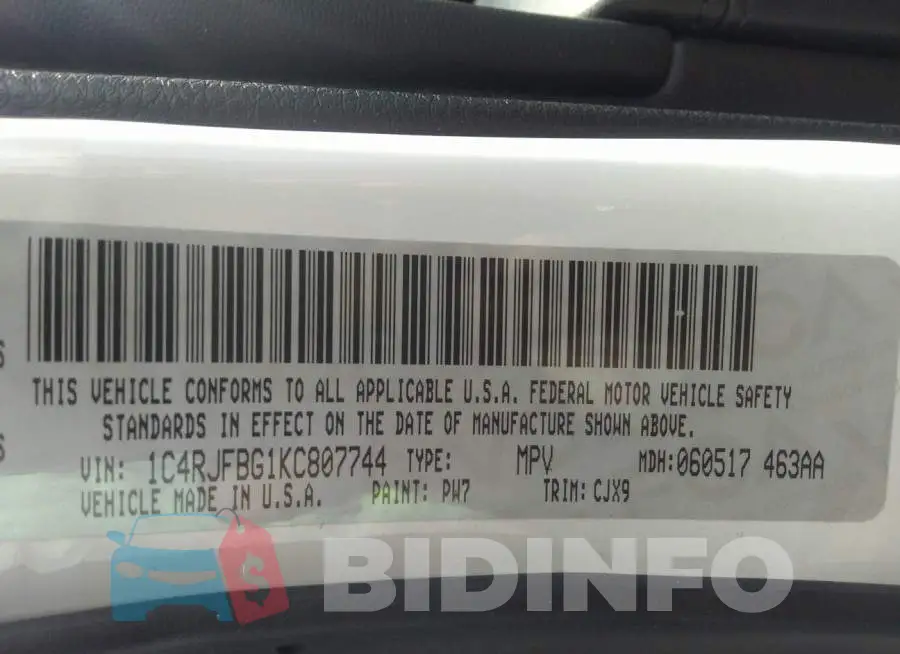 1C4RJFBG1KC807744 Photo# 9