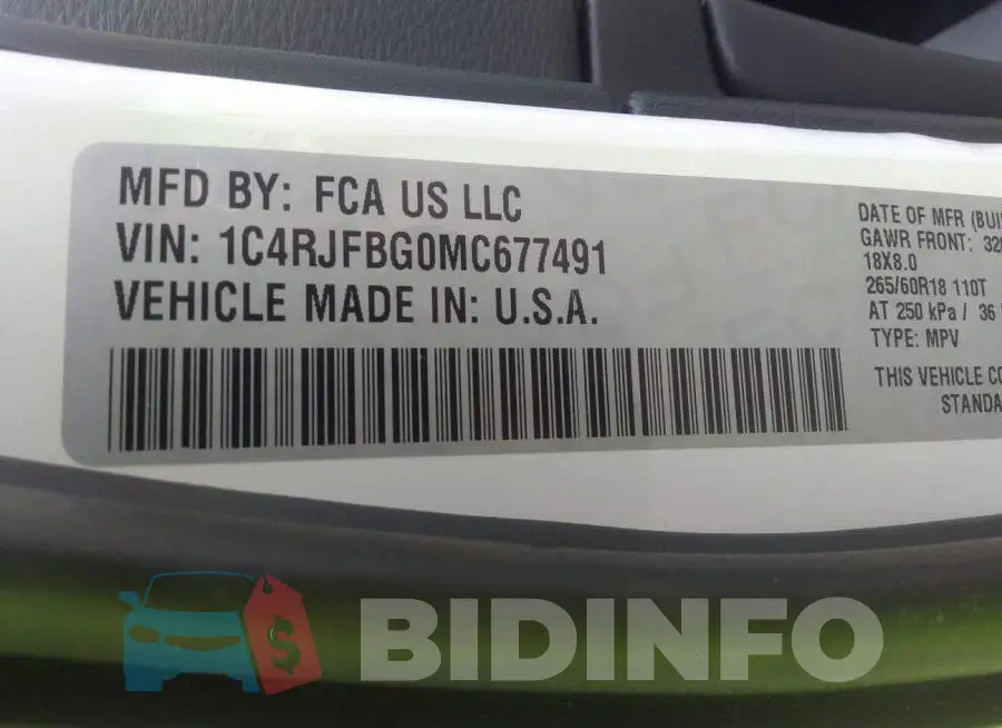 1C4RJFBG0MC677491 Photo# 9