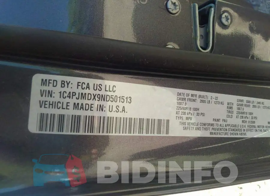 1C4PJMDX9ND501513 Photo# 9