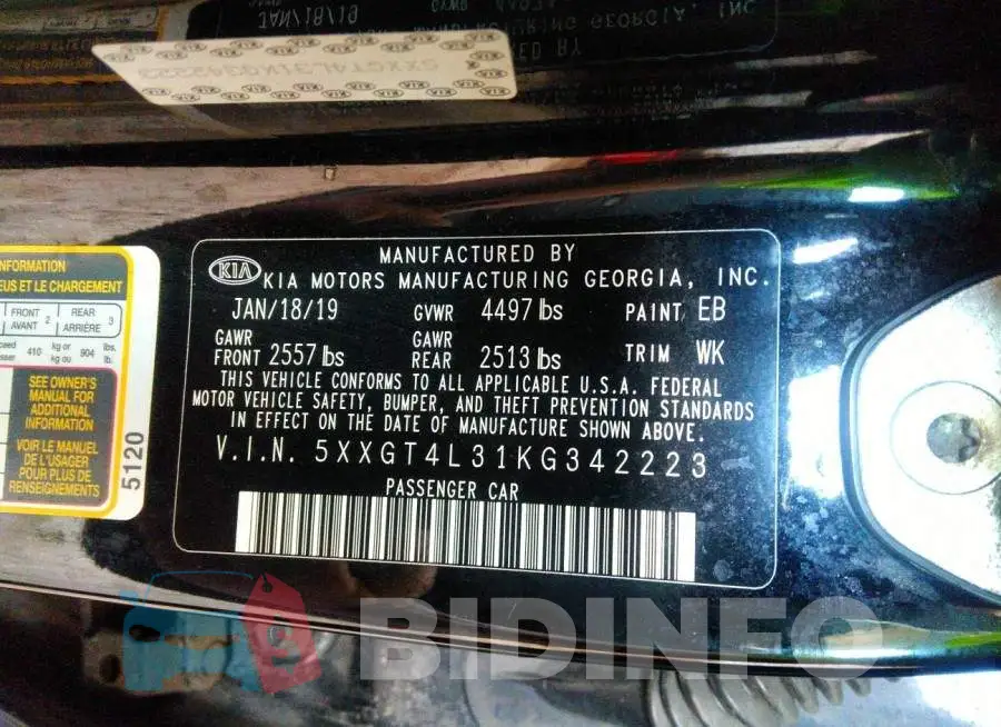 5XXGT4L31KG342223 Photo# 9