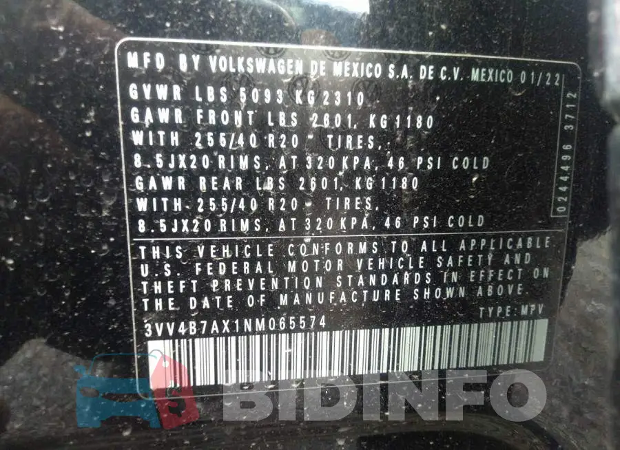 3VV4B7AX1NM065574 Photo# 9