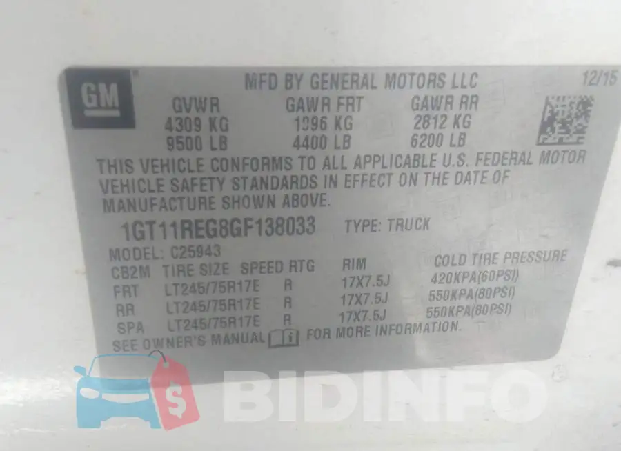 1GT11REG8GF138033 Photo# 9