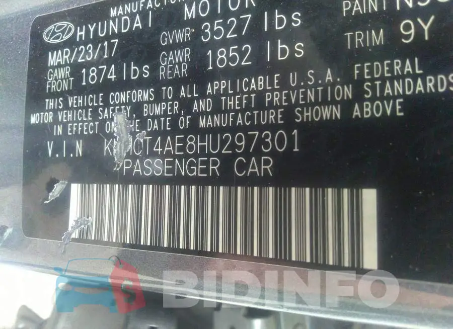 KMHCT4AE8HU297301 Photo# 9