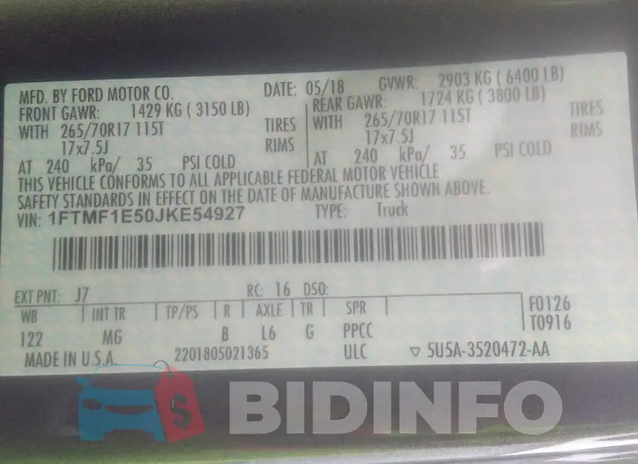 1FTMF1E50JKE54927 Photo# 9