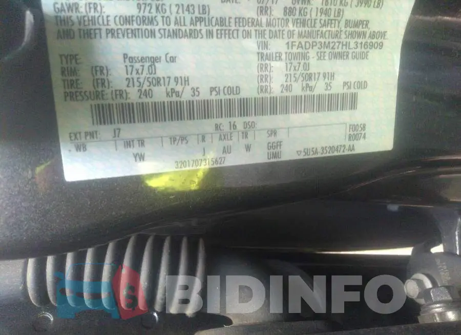 1FADP3M27HL316909 Photo# 9