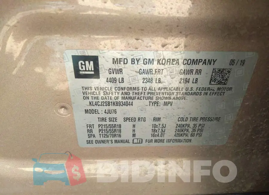 KL4CJ2SB1KB934044 Photo# 9