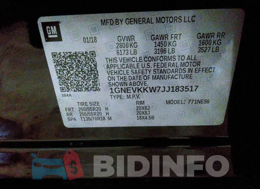 1GNEVKKW7JJ183517 Photo# 9