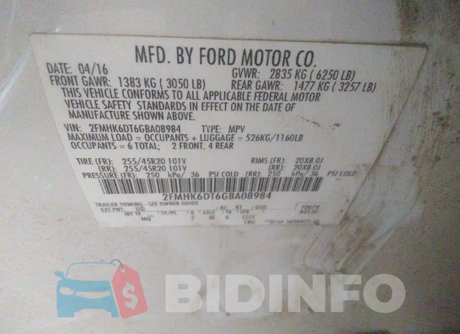 2FMHK6DT6GBA08984 Photo# 9
