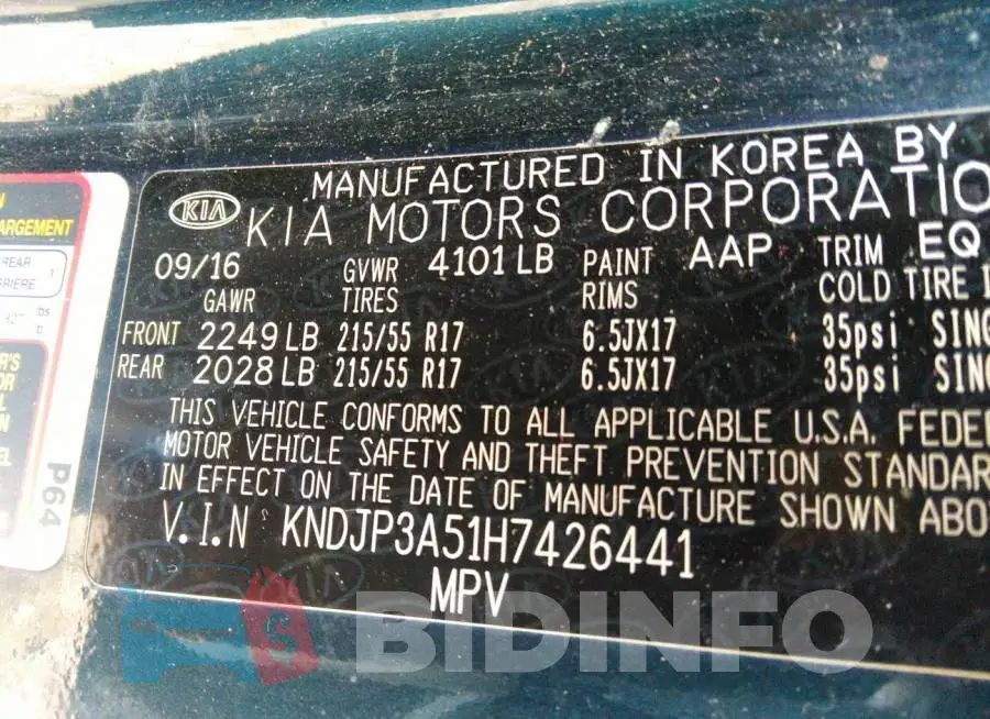 KNDJP3A51H7426441 Photo# 9