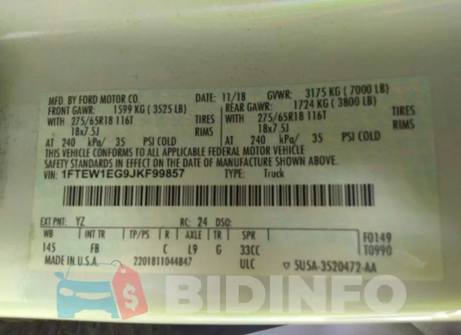 1FTEW1EG9JKF99857 Photo# 9