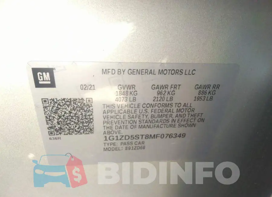 1G1ZD5ST8MF076349 Photo# 9