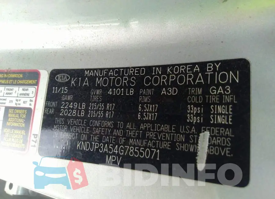 KNDJP3A54G7855071 Photo# 9