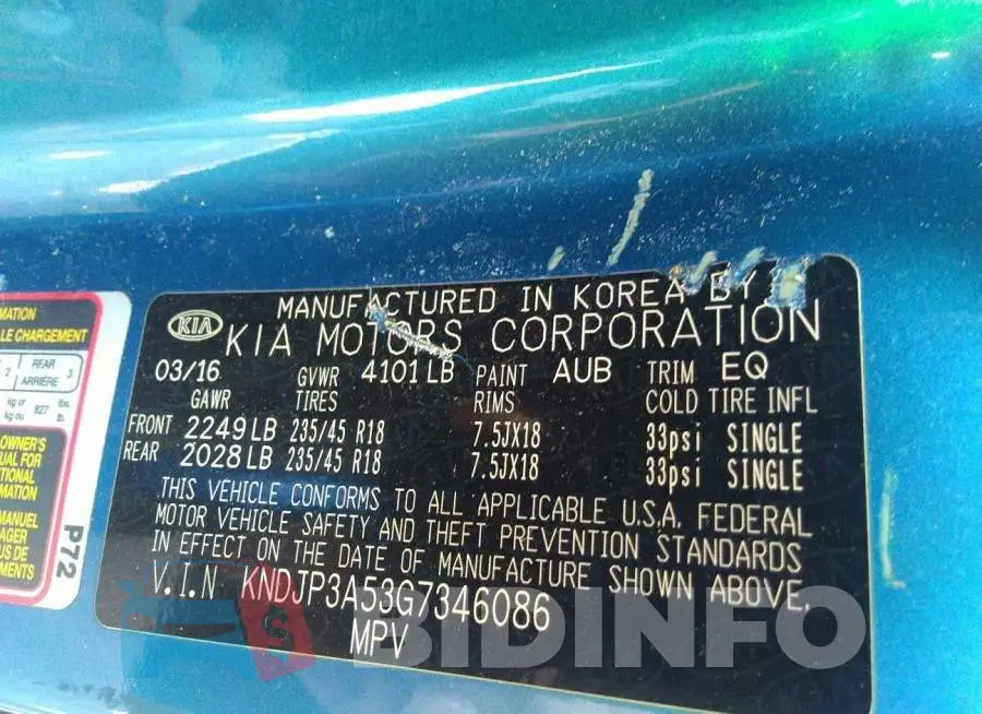 KNDJP3A53G7346086 Photo# 9