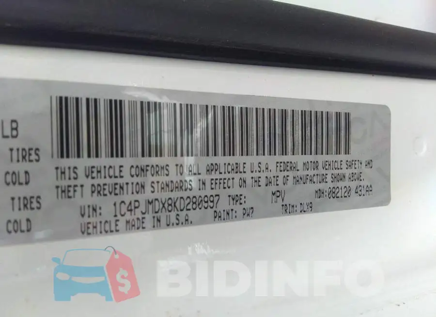 1C4PJMDX8KD280997 Photo# 9