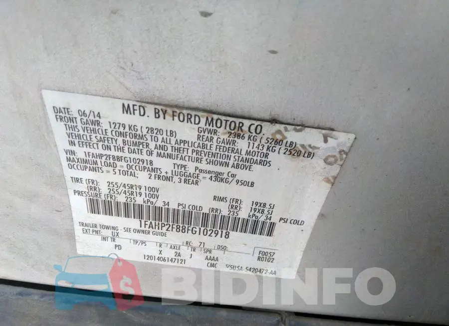 1FAHP2F88FG102918 Photo# 9