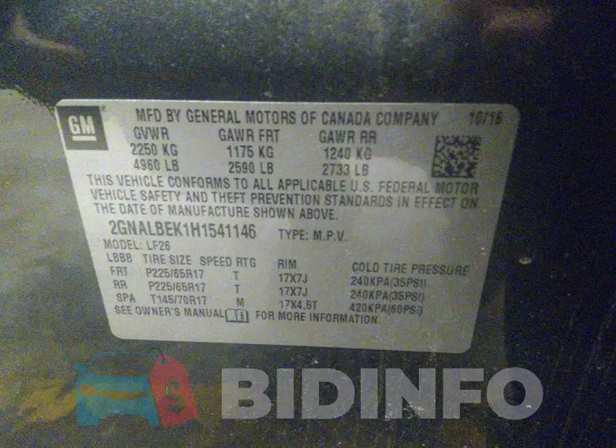 2GNALBEK1H1541146 Photo# 9