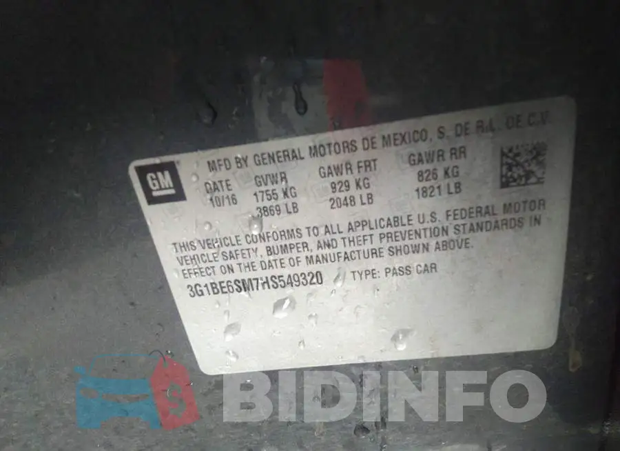 3G1BE6SM7HS549320 Photo# 9