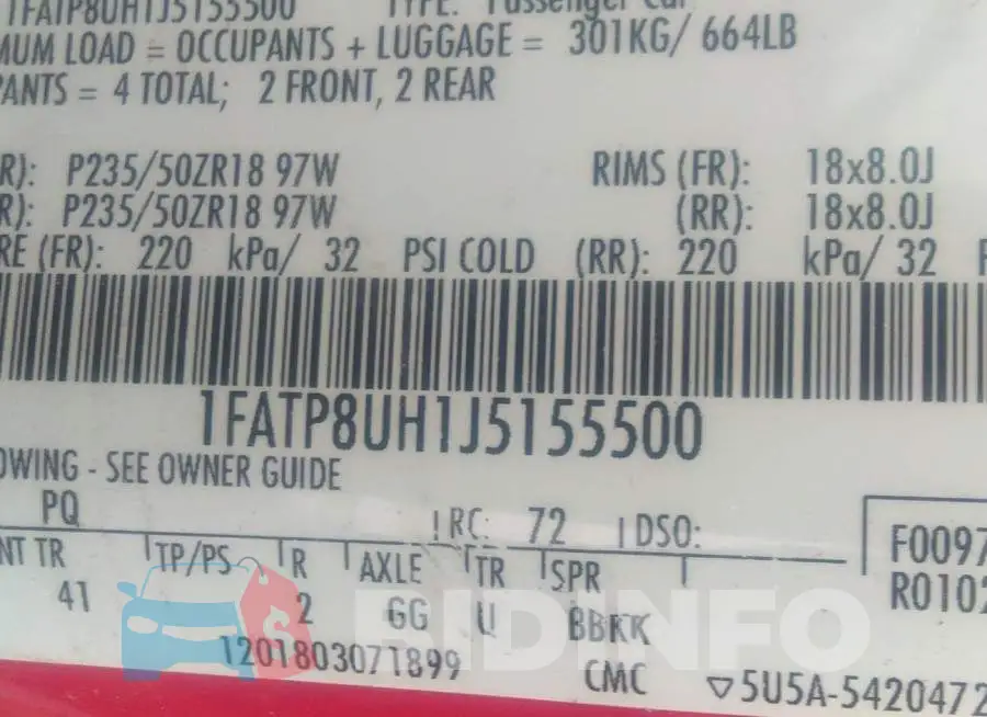 1FATP8UH1J5155500 Photo# 9