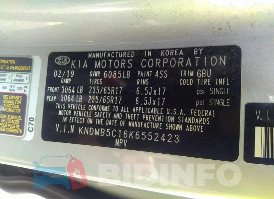 KNDMB5C16K6552423 Photo# 9