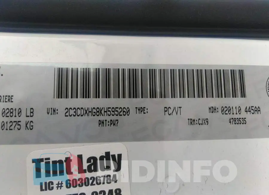2C3CDXHG8KH595260 Photo# 9