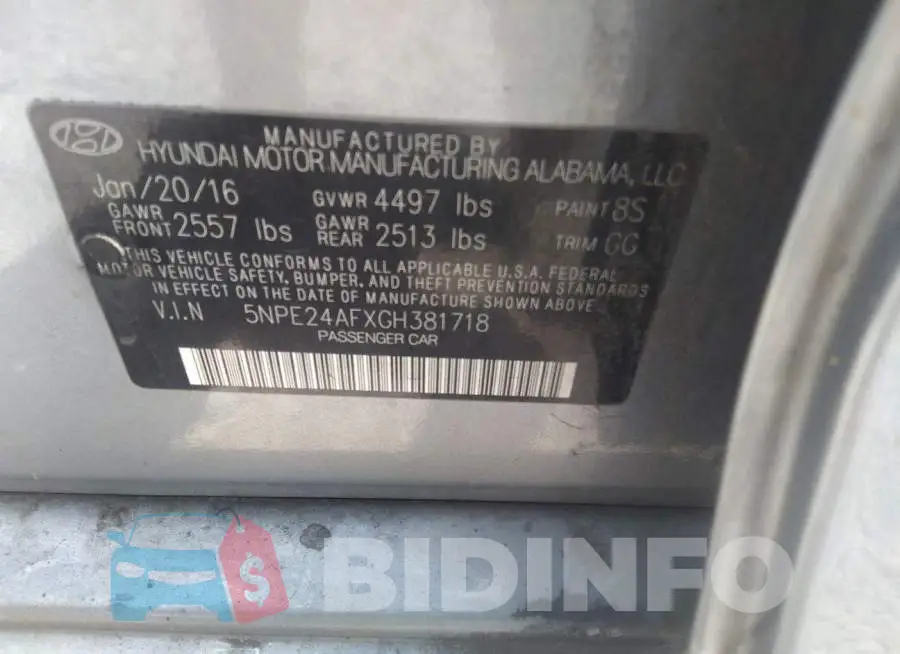 5NPE24AFXGH381718 Photo# 9