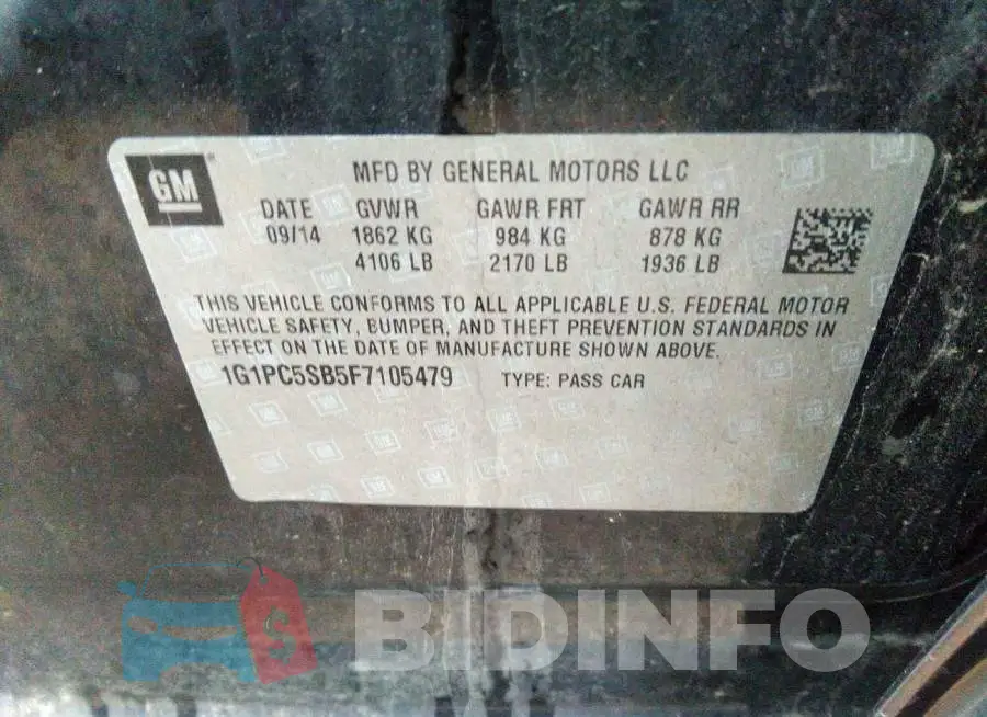 1G1PC5SB5F7105479 Photo# 9