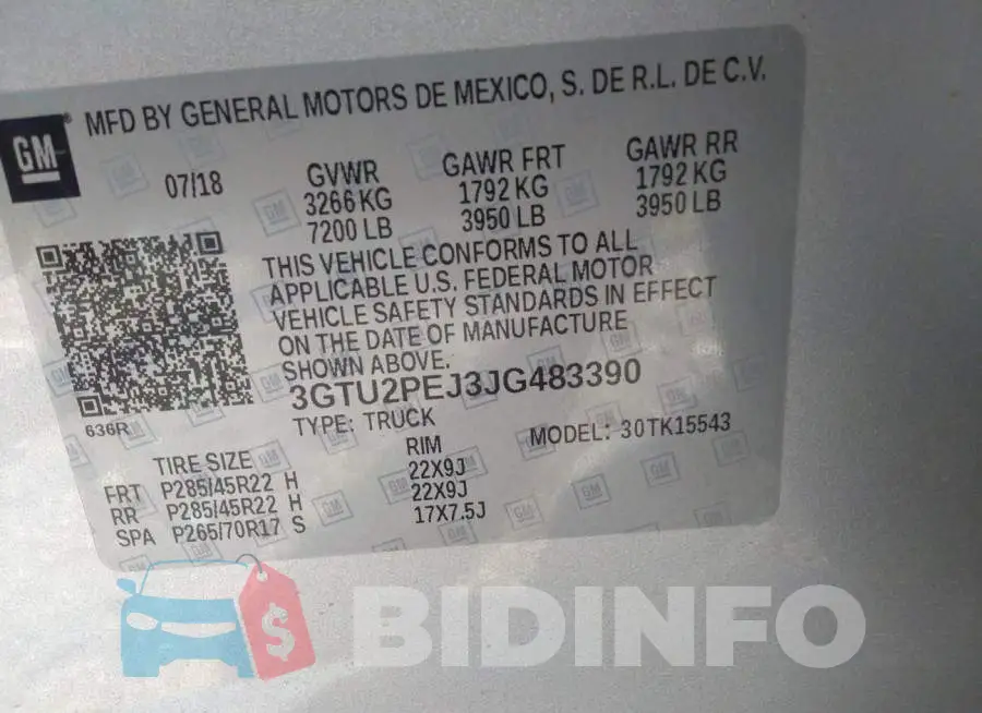 3GTU2PEJ3JG483390 Photo# 9
