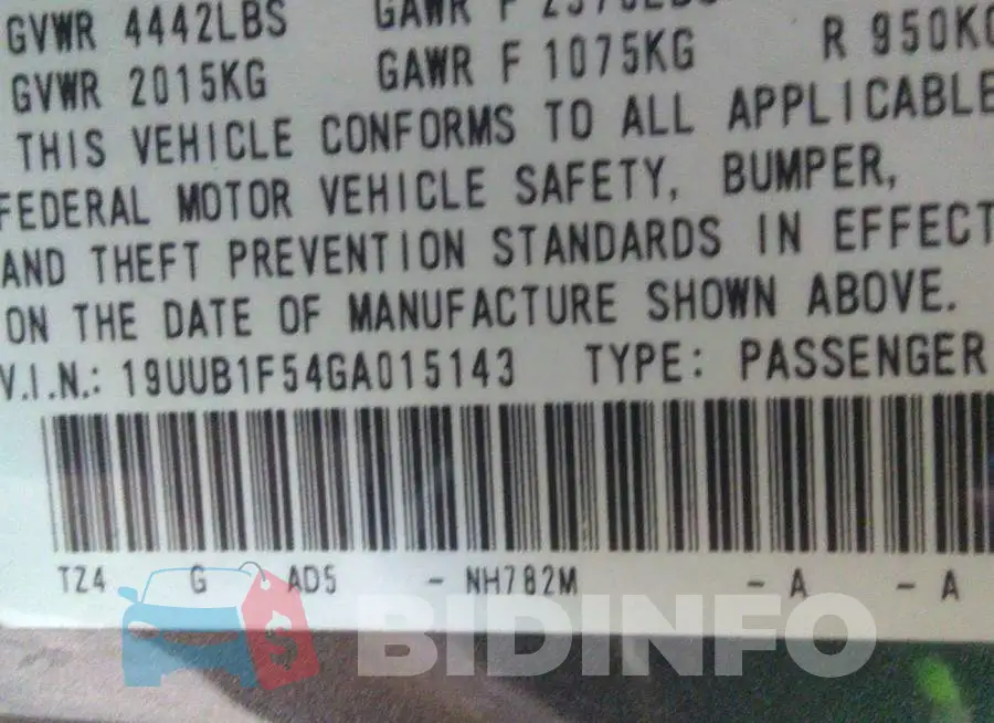 19UUB1F54GA015143 Photo# 9